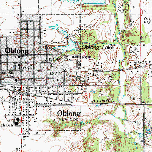 Topographic Map of Oblong Cemetery, IL
