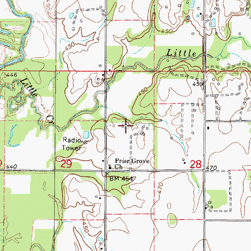 Topographic Map of Prior Grove Cemetery, IL