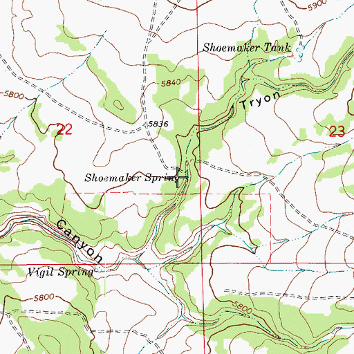 Topographic Map of Shoemaker Spring, CO