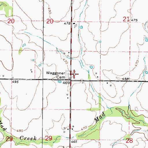 Topographic Map of Waggoner Cemetery, IL