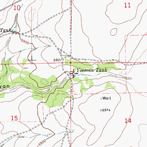 Topographic Map of Yoeman Tank, CO