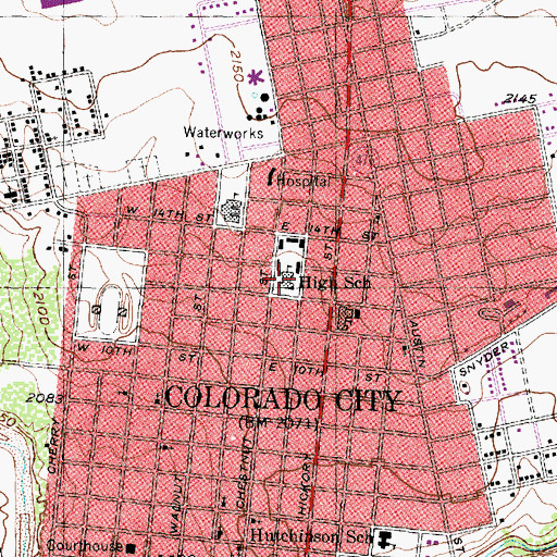 Topographic Map of Colorado City Middle School, TX