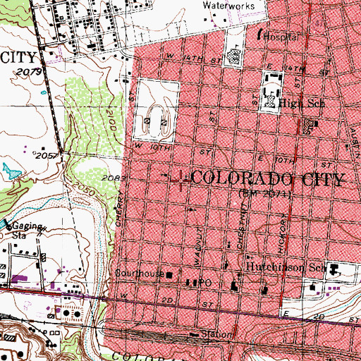 Topographic Map of Oak Street Baptist Church, TX