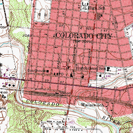 Topographic Map of First Christian Church, TX
