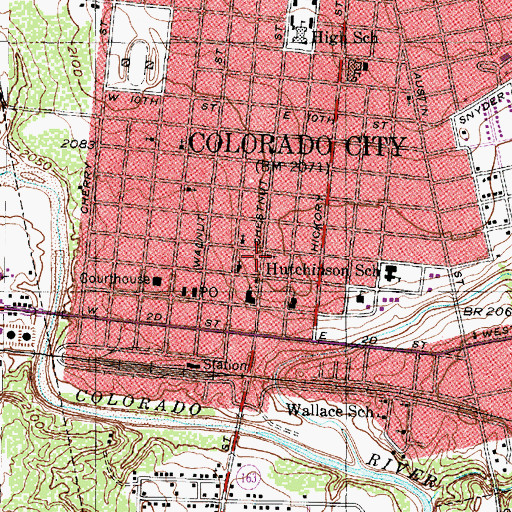 Topographic Map of First Presbyterian Church, TX