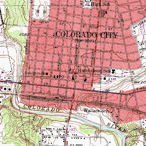 Topographic Map of First Baptist Church, TX