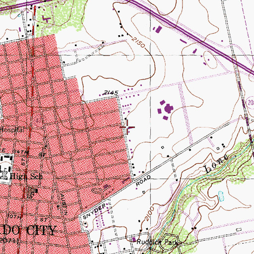 Topographic Map of Calvary Baptist Church, TX