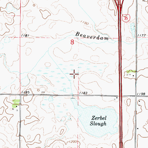 Topographic Map of Zirbel Slough, IA