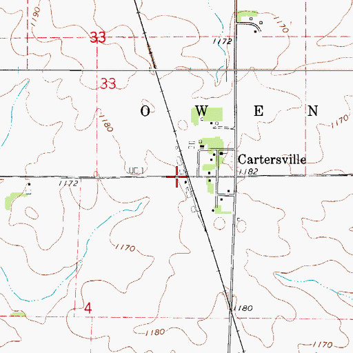Topographic Map of Cartersville (historical), IA