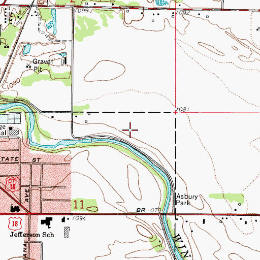 Topographic Map of Mason City Campground, IA