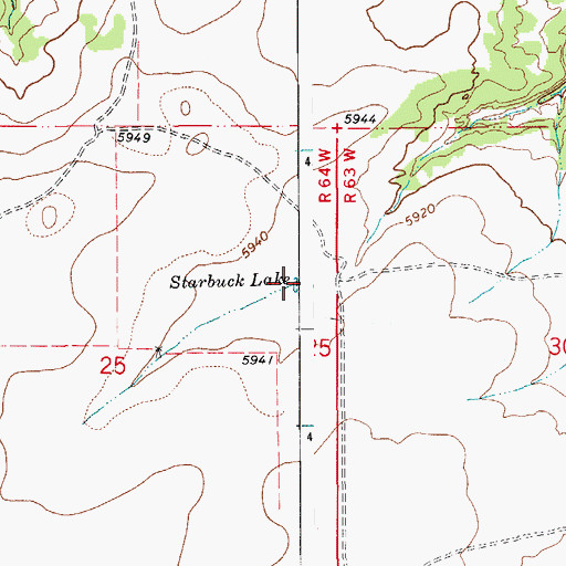 Topographic Map of Starbuck Lake, CO