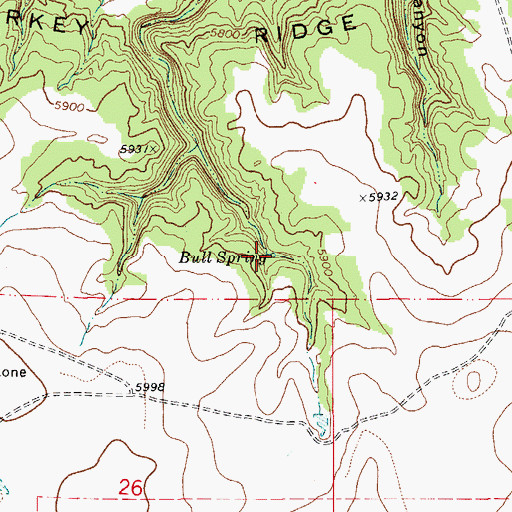 Topographic Map of Bull Spring, CO