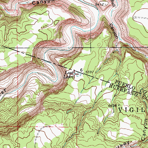 Topographic Map of Lost Lake, CO