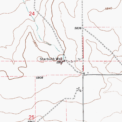 Topographic Map of Starbuck Well, CO