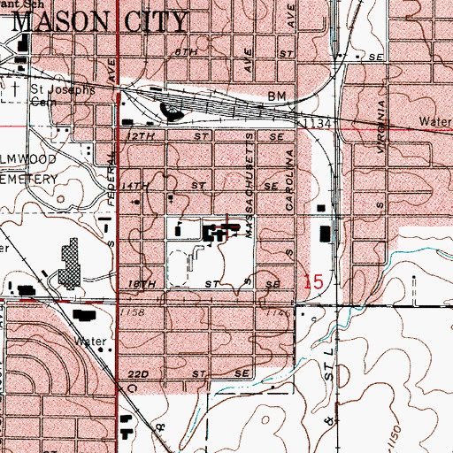 Topographic Map of Roosevelt Elementary School, IA