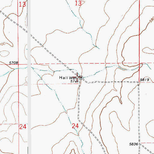Topographic Map of Hall Well, CO