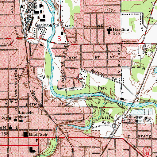 Topographic Map of Oak Park, IA