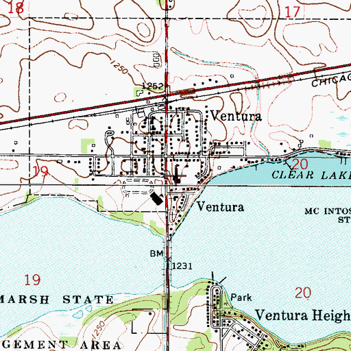 Topographic Map of Garner - Hayfield - Ventura Junior High School, IA