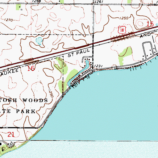 Topographic Map of Iowa Regular Baptist Camp, IA