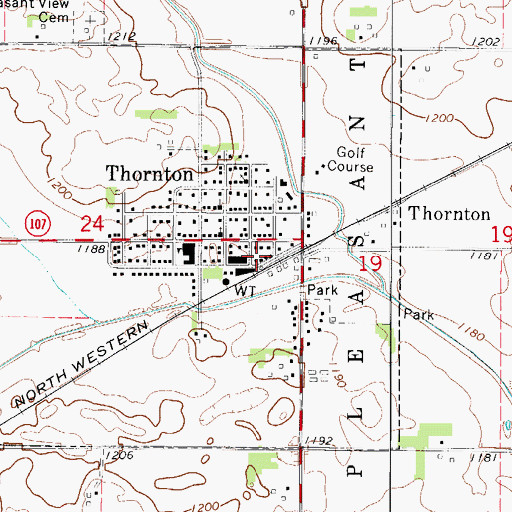 Topographic Map of Thornton, IA
