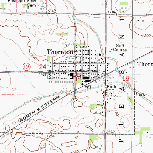 Topographic Map of Thornton Public Library, IA