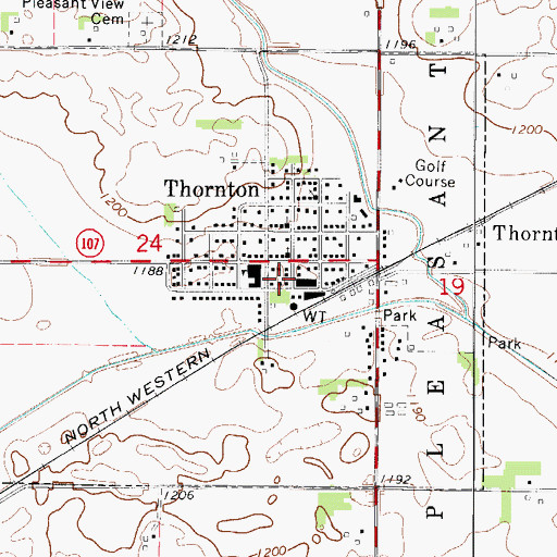 Topographic Map of Thornton Town Hall, IA