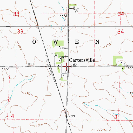 Topographic Map of Cartersville Elevator Incorporated Elevator, IA