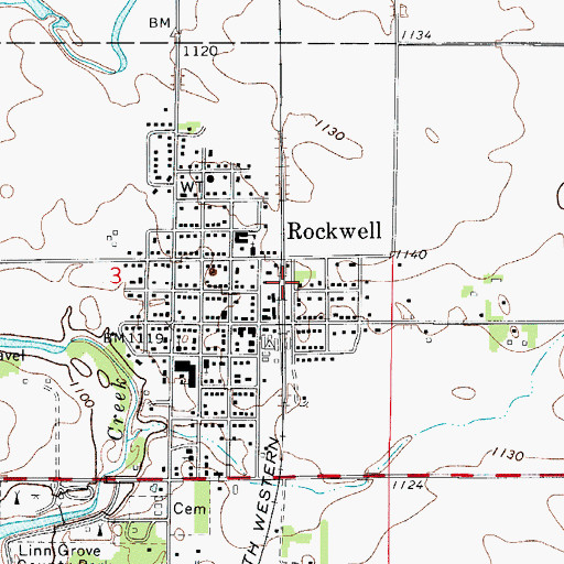 Topographic Map of Rockwell Police Department, IA