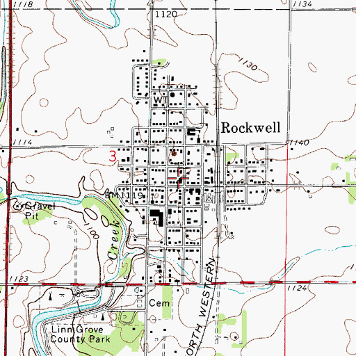 Topographic Map of Rockwell City Hall, IA