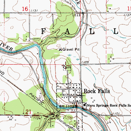 Topographic Map of Rock Falls Cemetery, IA