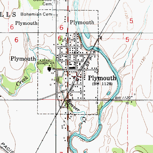 Topographic Map of Plymouth, IA