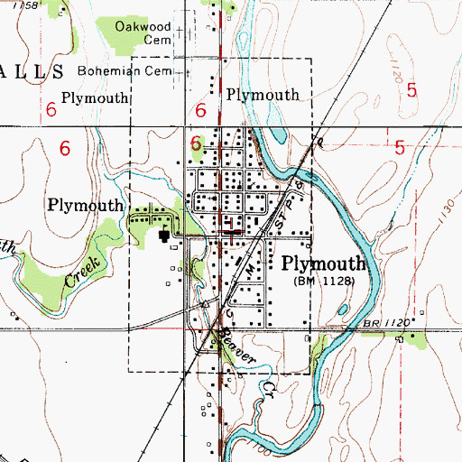 Topographic Map of Plymouth City Hall, IA