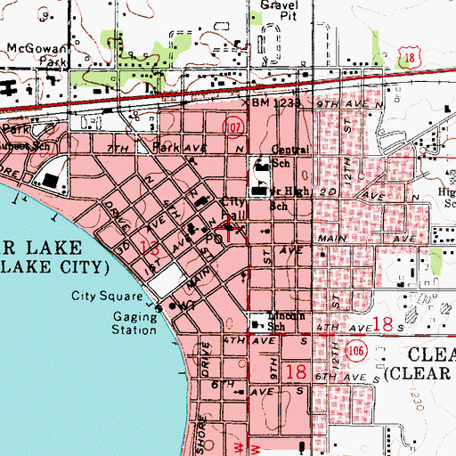 Topographic Map of Clear Lake Ventura Police Department, IA