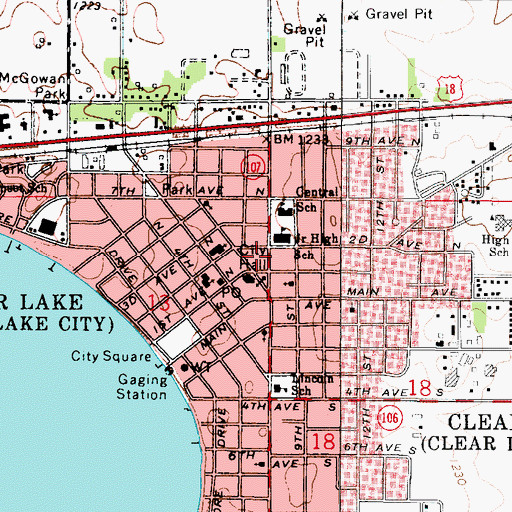 Topographic Map of Clear Lake Fire Department, IA