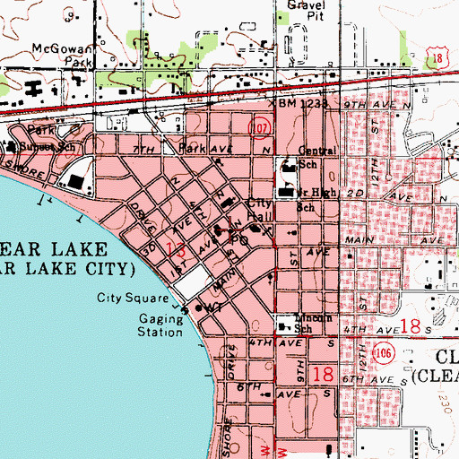 Topographic Map of Clear Lake Post Office, IA