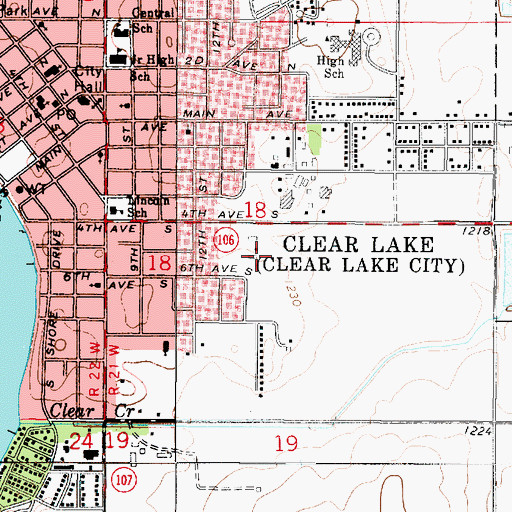 Topographic Map of Mercy Family Care Center - Clear Lake, IA