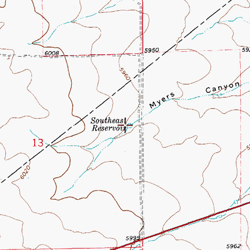 Topographic Map of Southeast Reservoir, CO