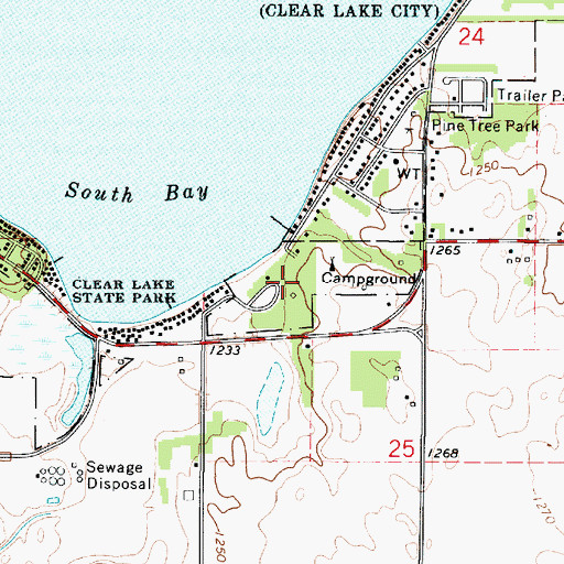 Topographic Map of Clear Lake State Park, IA