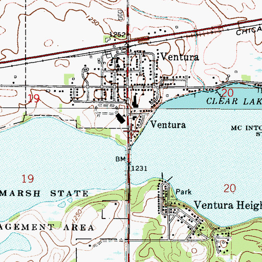 Topographic Map of Clear Lake Township Cemetery, IA