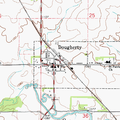 Topographic Map of Dougherty (historical), IA