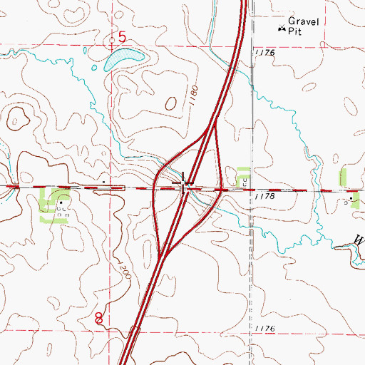Topographic Map of Interchange 182, IA