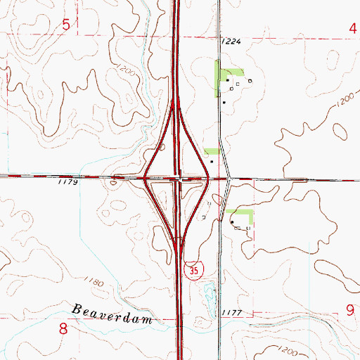 Topographic Map of Interchange 188, IA