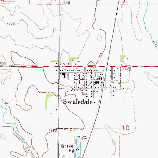 Topographic Map of Swaledale Post Office, IA