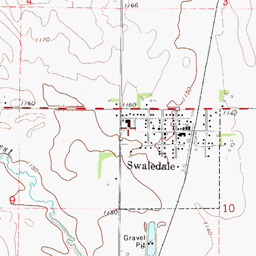 Topographic Map of Swaledale Fire Department, IA