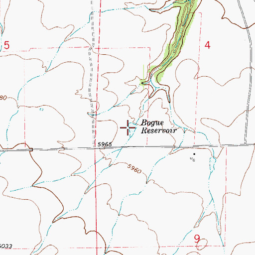 Topographic Map of Bogue Reservoir, CO