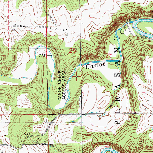 Topographic Map of Canoe Creek Wildlife Management Area, IA