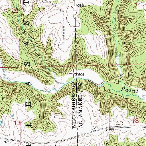 Topographic Map of Pine Creek Wildlife Management Area, IA