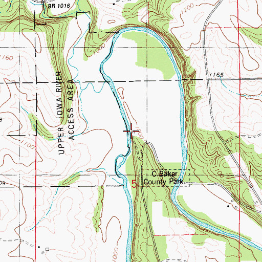 Topographic Map of Chimney Rock Park, IA