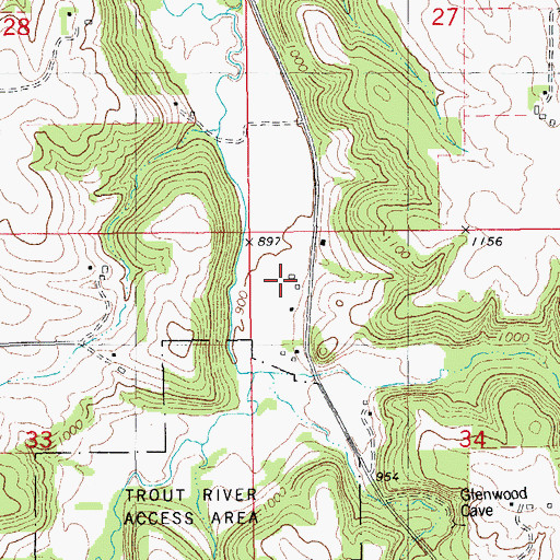 Topographic Map of Washington Prairie Post Office (historical), IA