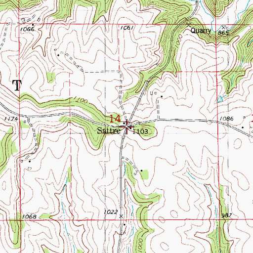 Topographic Map of Sattre Post Office (historical), IA